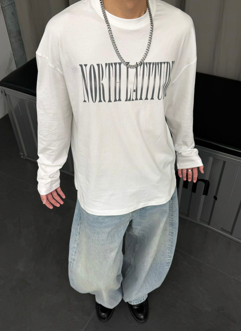 N43010 ﾌﾛﾝﾄﾋﾞｯｸﾞﾛｺﾞﾛﾝｸﾞTｼｬﾂ