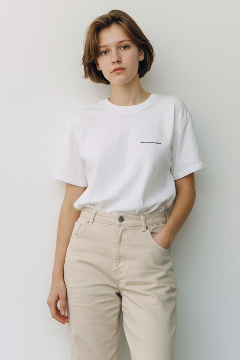 N43017 竹節綿ﾊﾞｯｸﾛｺﾞTｼｬﾂ