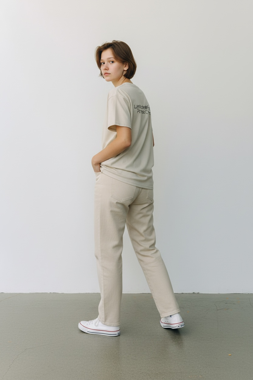 N43017 竹節綿ﾊﾞｯｸﾛｺﾞTｼｬﾂ
